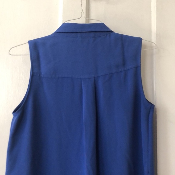 Adrienne Vittadini Royal Blue Sleeveless Button Front Shirt Knee Length Dress 8 - Picture 7 of 10